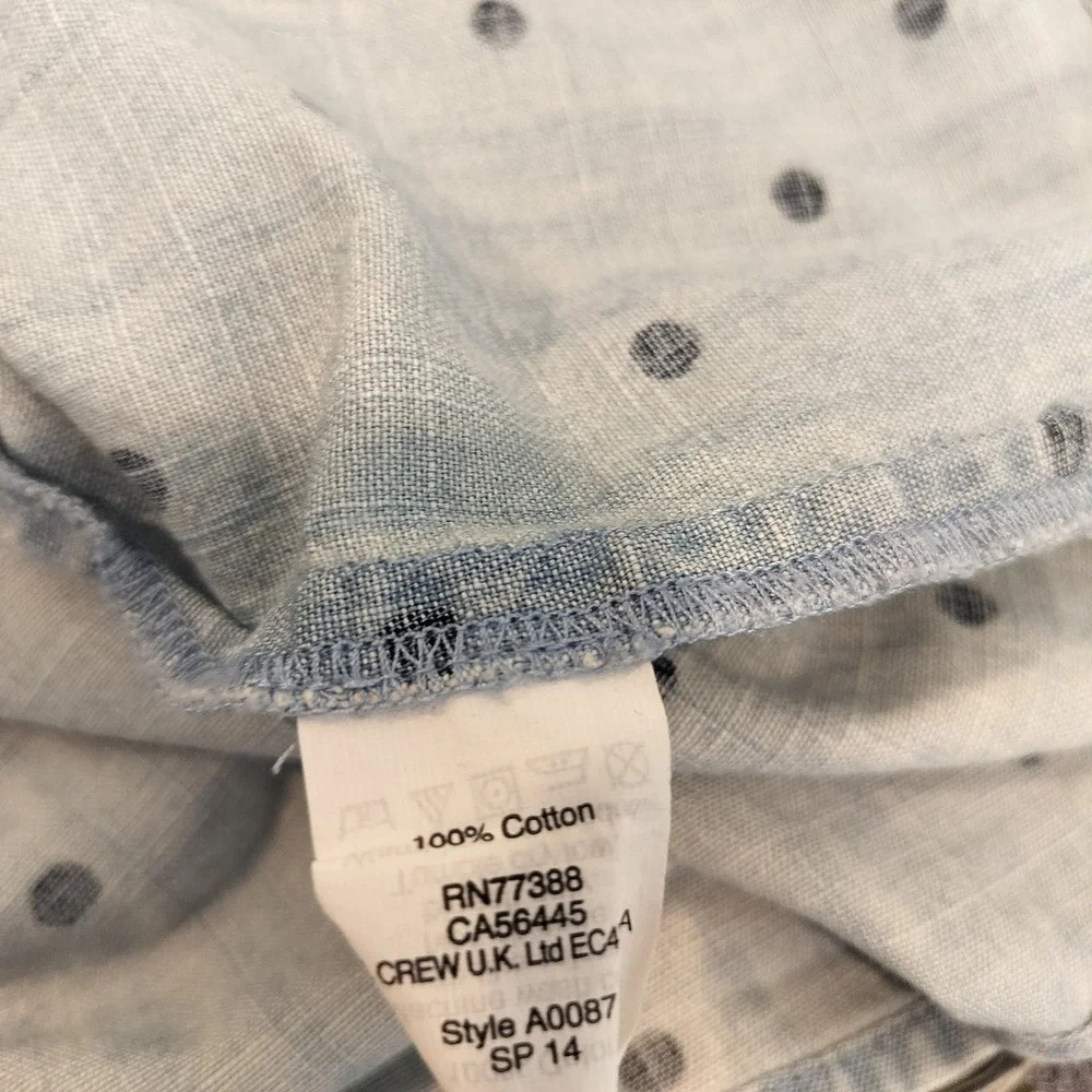 J.Crew Sleeveless Button Up Shirt 2 Womens Polka Dot Chambray Denim Blue